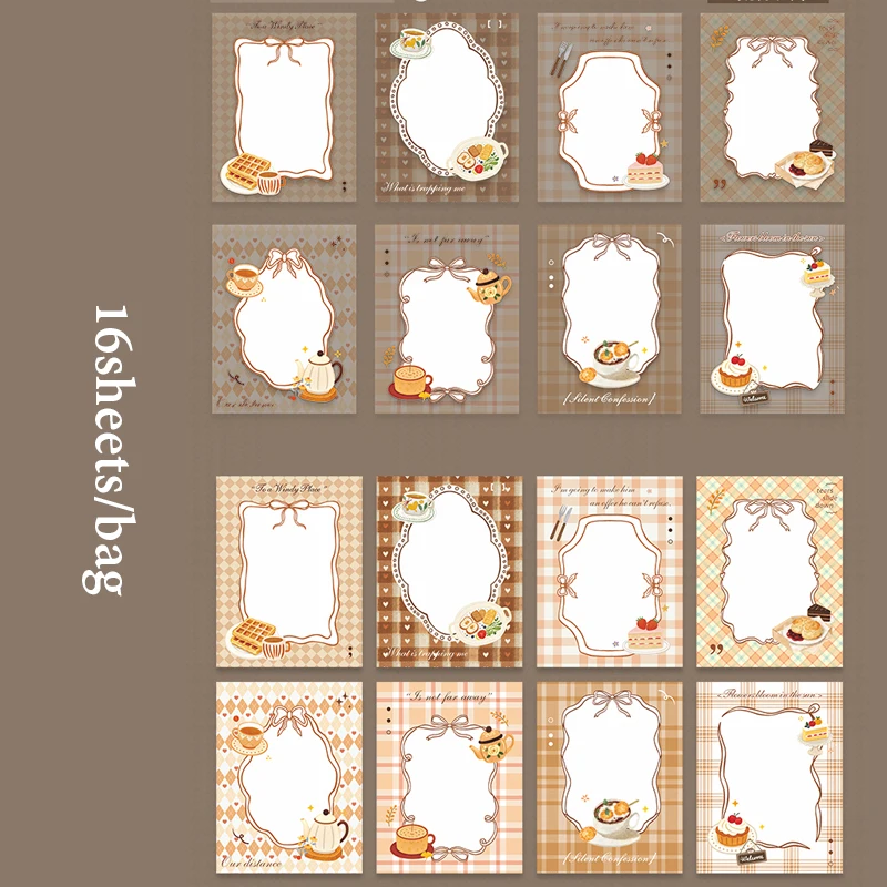Mr.Paper 16Pcs/Book Light Sleep Manuscript Series Healing Hand-Drawn Base Sticker Pack for Journal Scrapbook DIY Handbook Decor