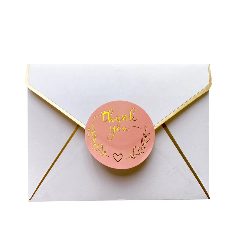 120pcs/lot Round Thank You Bronzing font Pink sealing sticker supporting my small business Students 35MM