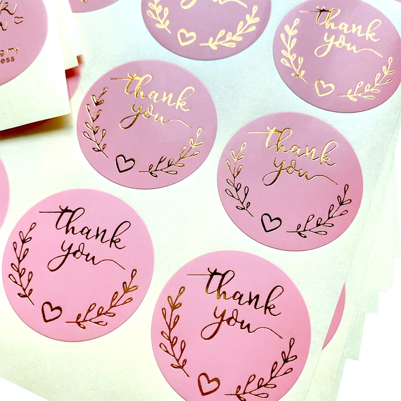 120pcs/lot Round Thank You Bronzing font Pink sealing sticker supporting my small business Students 35MM