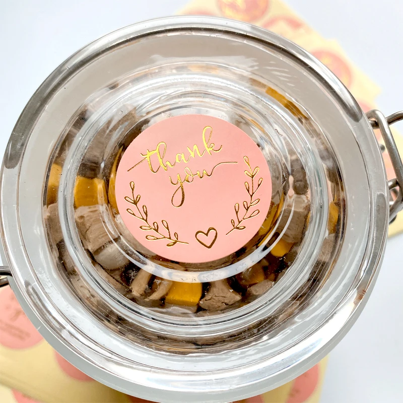 120pcs/lot Round Thank You Bronzing font Pink sealing sticker supporting my small business Students 35MM