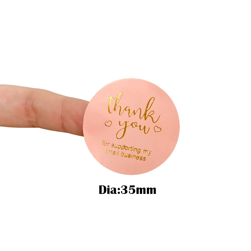 120pcs/lot Round Thank You Bronzing font Pink sealing sticker supporting my small business Students 35MM