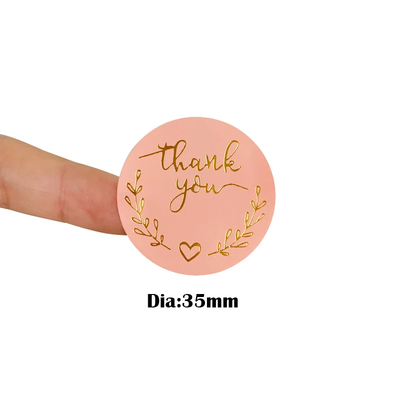 120pcs/lot Round Thank You Bronzing font Pink sealing sticker supporting my small business Students 35MM