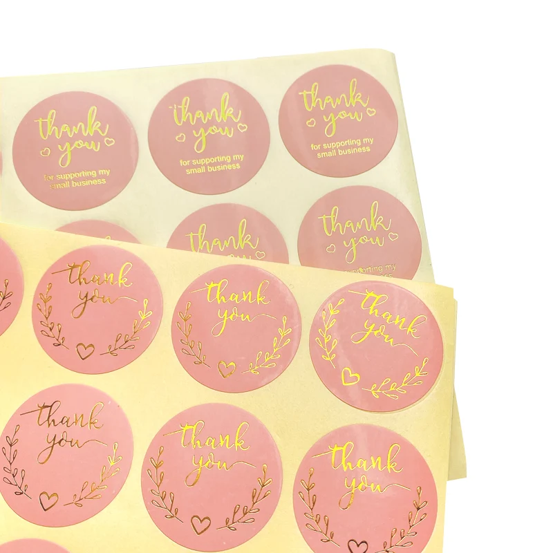 120pcs/lot Round Thank You Bronzing font Pink sealing sticker supporting my small business Students 35MM