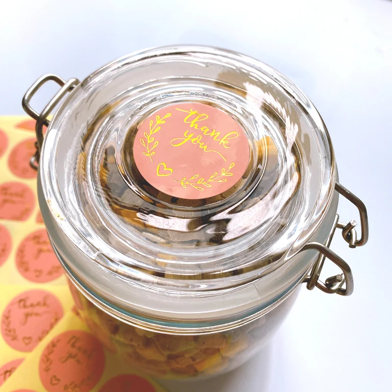 120pcs/lot Round Thank You Bronzing font Pink sealing sticker supporting my small business Students 35MM