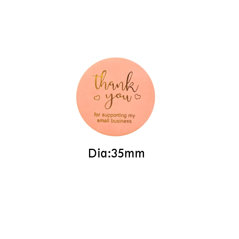 120pcs/lot Round Thank You Bronzing font Pink sealing sticker supporting my small business Students 35MM