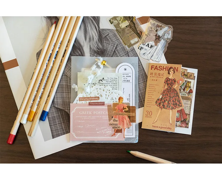30pcs/1lot kawaii Stationery Sticker Ladies Fashion Notes Diary Planner junk journal Decorative Scrapbooking DIY Craft Sticker