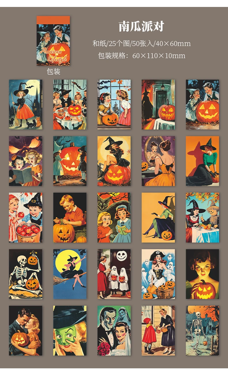 Journal GO 50pages Vintage Cartoon American Family Life Stickers for Scrapbook DIY Decoration Gifts Collage Junk Journal Decor