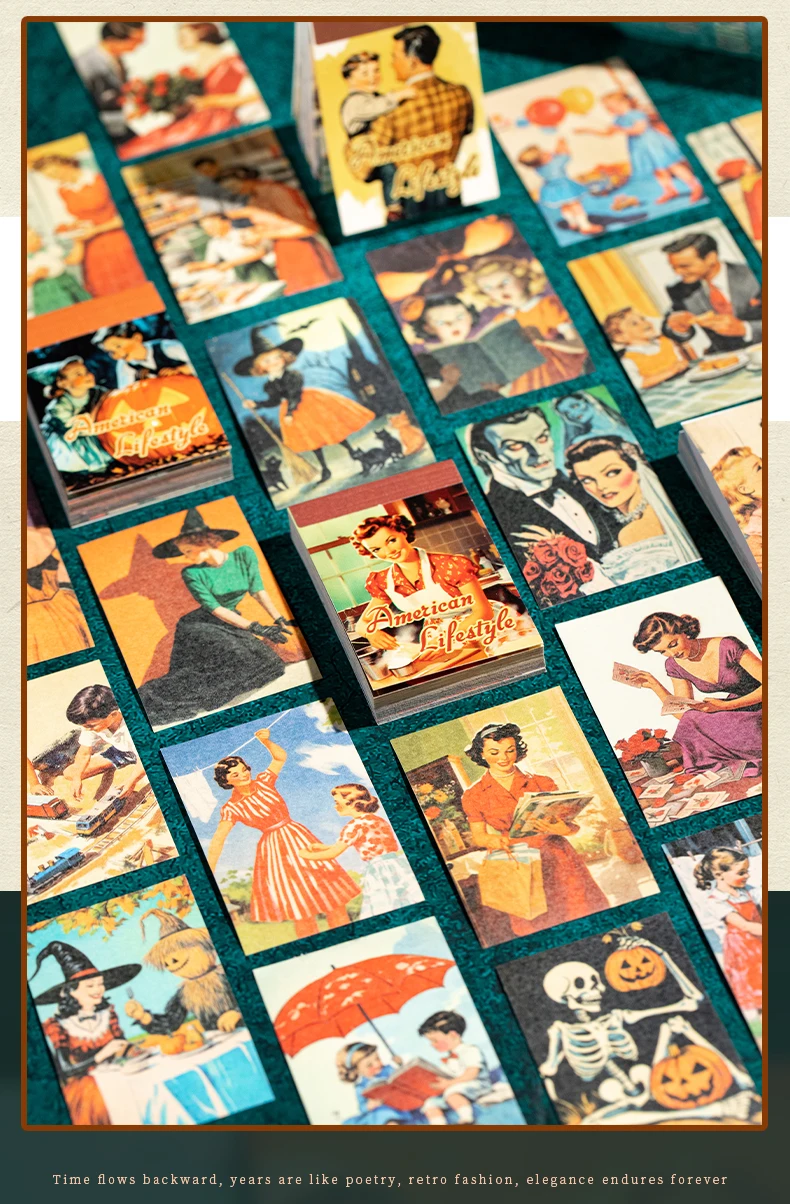 Journal GO 50pages Vintage Cartoon American Family Life Stickers for Scrapbook DIY Decoration Gifts Collage Junk Journal Decor