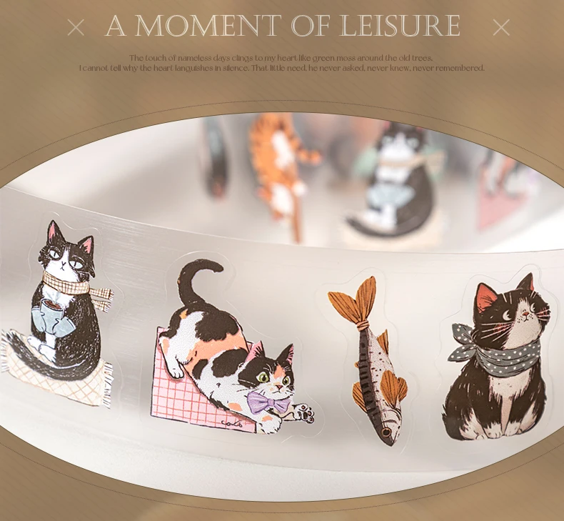 Journal GOo 3.5x200cm Vintage Leisure Time Collage Tape Sticker Creative DIY Journal Scrapbooking Planner Card Craft Making