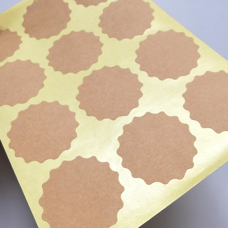 120PCS Round/Heart 35mm BLANK Brown Kraft Paper Sticker For DIY Writting Printing Baker Label