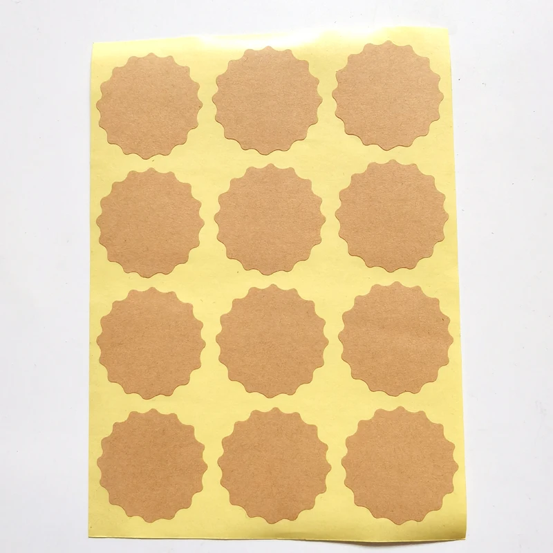 120PCS Round/Heart 35mm BLANK Brown Kraft Paper Sticker For DIY Writting Printing Baker Label