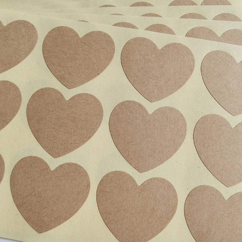 120PCS Round/Heart 35mm BLANK Brown Kraft Paper Sticker For DIY Writting Printing Baker Label