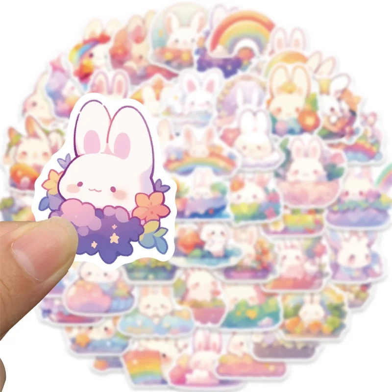 10/30/50PCS Rainbow Rabbit PVC Sticker Aesthetic Korean Decoration Scrapbooking Stationery School Supplies