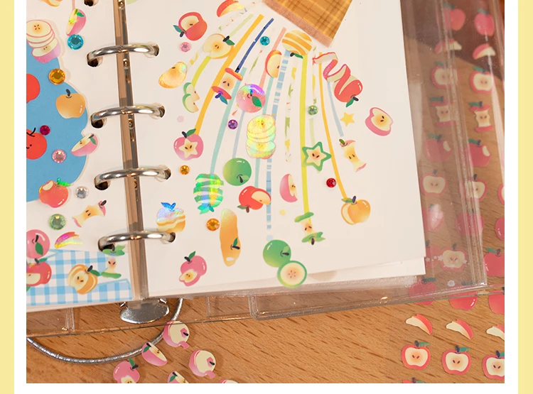2sheets Kawaii Apple Bobo Series Die Cutting Stickers DIY Diary Album Scrapbook Phone Case Planner Handbook Aesthetic Supplies