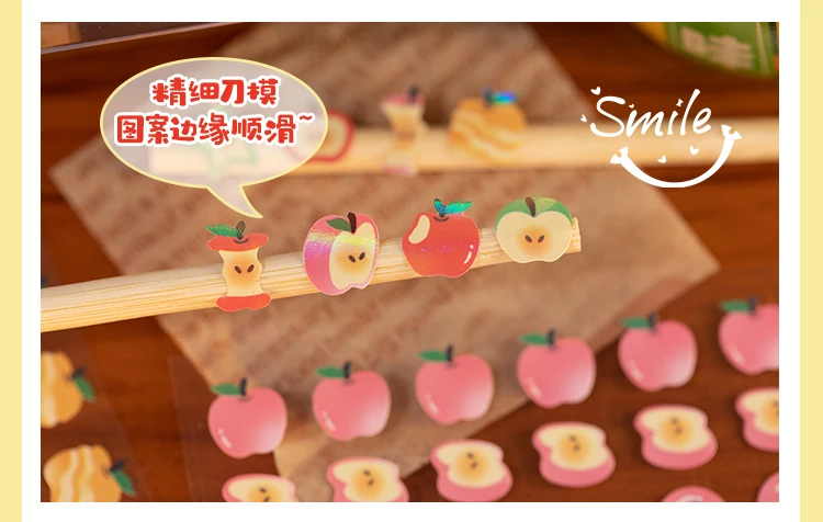2sheets Kawaii Apple Bobo Series Die Cutting Stickers DIY Diary Album Scrapbook Phone Case Planner Handbook Aesthetic Supplies