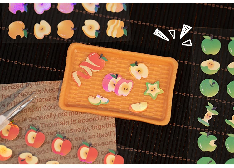 2sheets Kawaii Apple Bobo Series Die Cutting Stickers DIY Diary Album Scrapbook Phone Case Planner Handbook Aesthetic Supplies