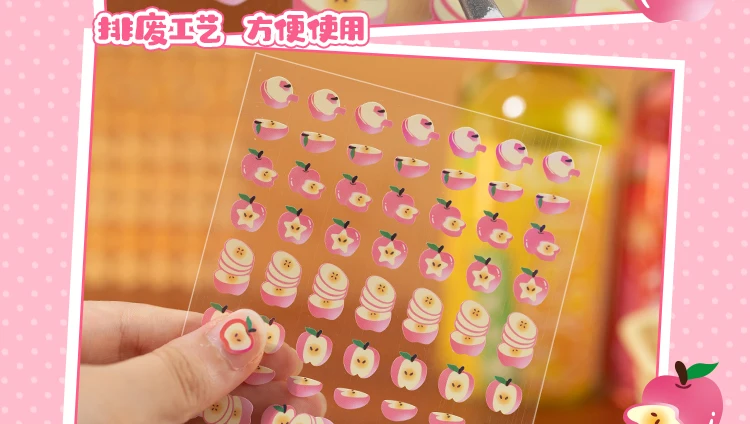 2sheets Kawaii Apple Bobo Series Die Cutting Stickers DIY Diary Album Scrapbook Phone Case Planner Handbook Aesthetic Supplies