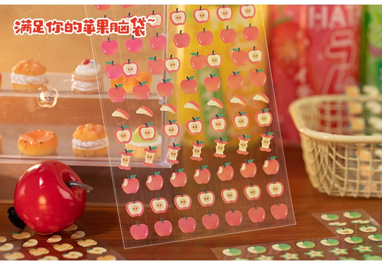 2sheets Kawaii Apple Bobo Series Die Cutting Stickers DIY Diary Album Scrapbook Phone Case Planner Handbook Aesthetic Supplies