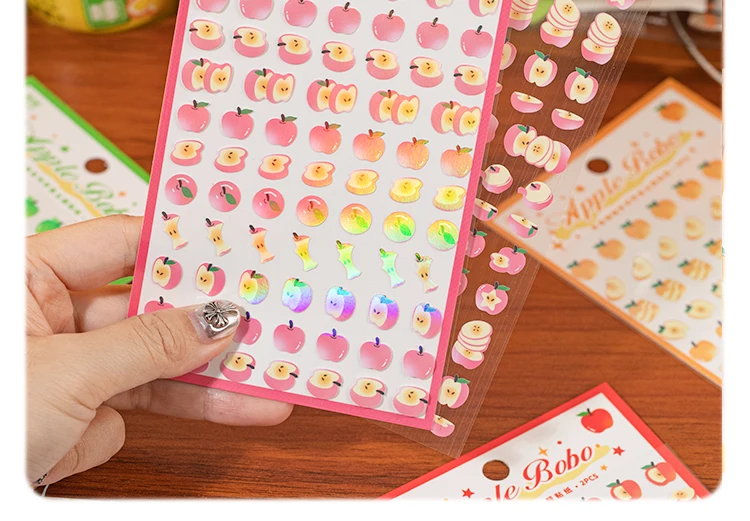 2sheets Kawaii Apple Bobo Series Die Cutting Stickers DIY Diary Album Scrapbook Phone Case Planner Handbook Aesthetic Supplies
