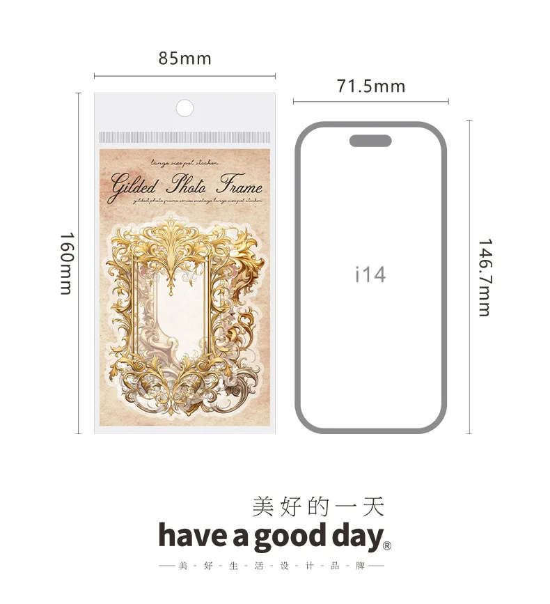 10cs/1pack Kawaii Stationery Stickers Gilt Photo Frame Diary Planner Decorative Mobile Stickers Scrapbooking Craft Stickers