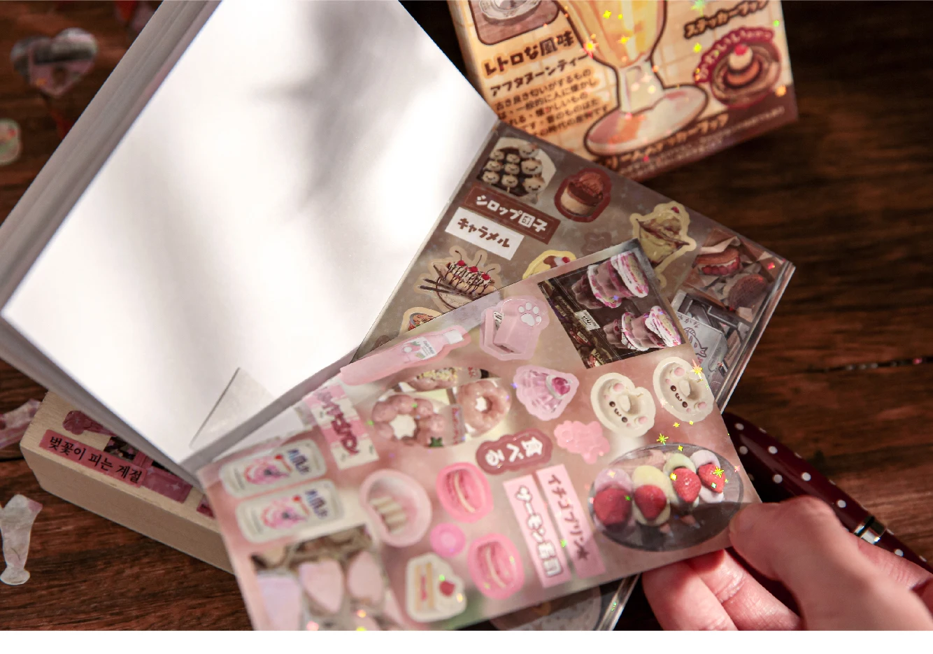 Kawaii Stationery Stickers Japanese Showa Flavor Flash Film Die Cutting Stickers Book Scrapbook DIY Decorative Material Stickers