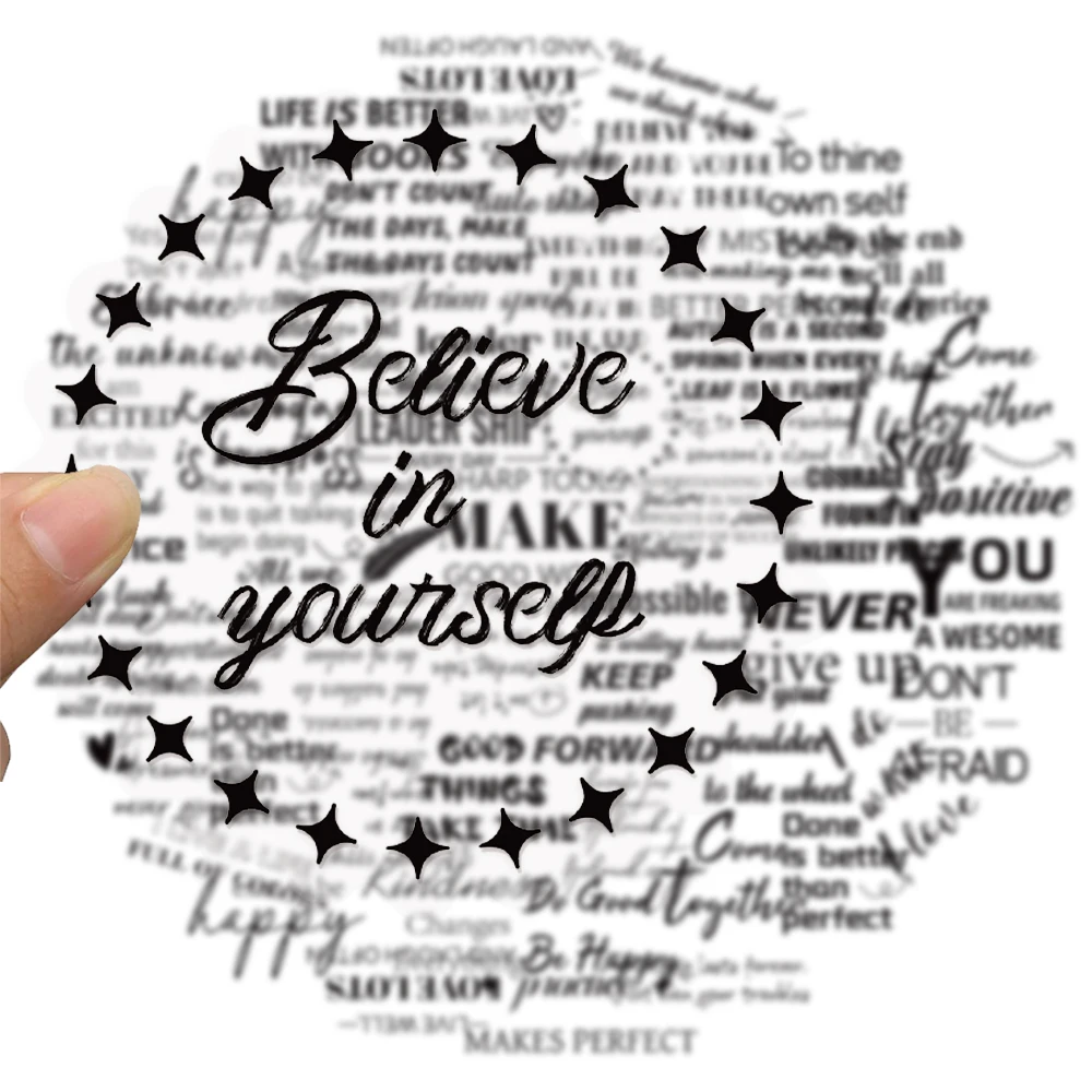 50PCS English Inspirational Decoration Graffiti Stickers DIY Luggage Notebook Skateboarding Motorcycle PET Waterproof S