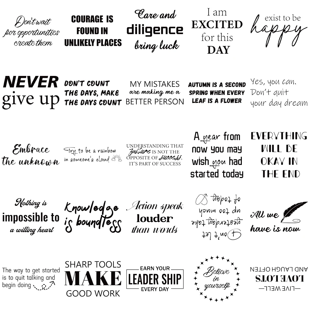 50PCS English Inspirational Decoration Graffiti Stickers DIY Luggage Notebook Skateboarding Motorcycle PET Waterproof S