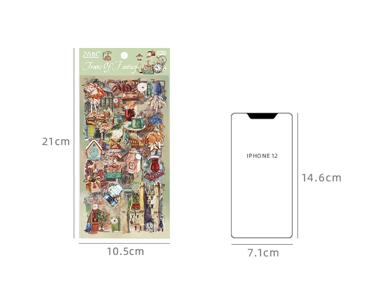 JIANQI 6pcs Literary Retro Stickers PET Materials DIY Scrapbooking Art Collage Stationery Planner Decor Diary Stickers