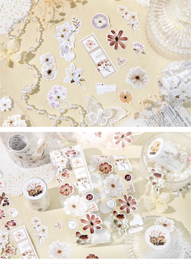 Journal GO 6x200cm Four Seasons Masking Tape DIY Scrapbooking Decor Photo Album Collage Junk Journal Aesthetics Stickers