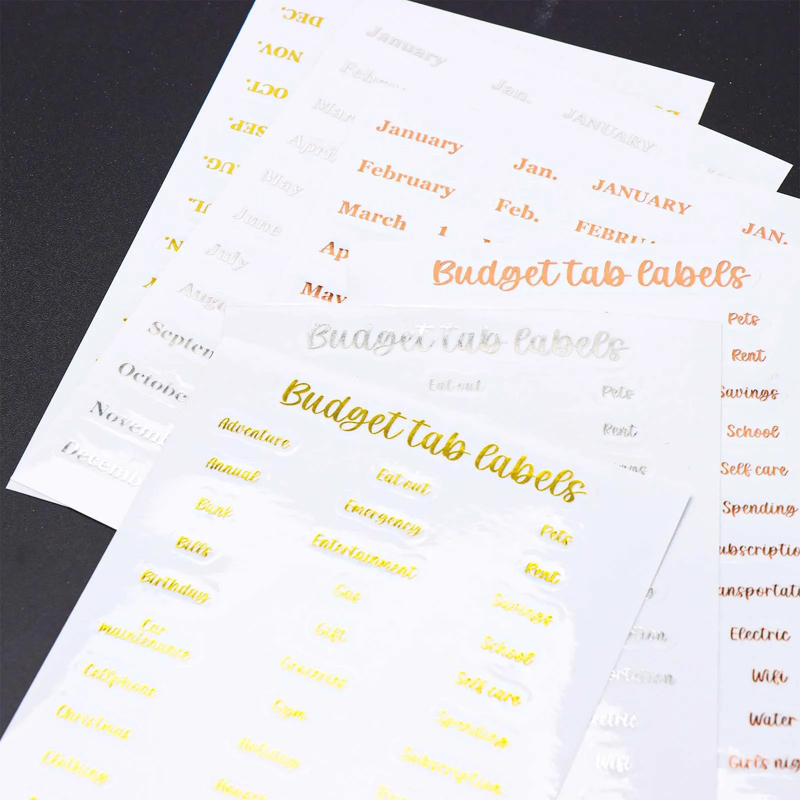 Hot Stamping English Calendar Sticker Budget Month Transparent PET Sticker Index Ear Label Sticker