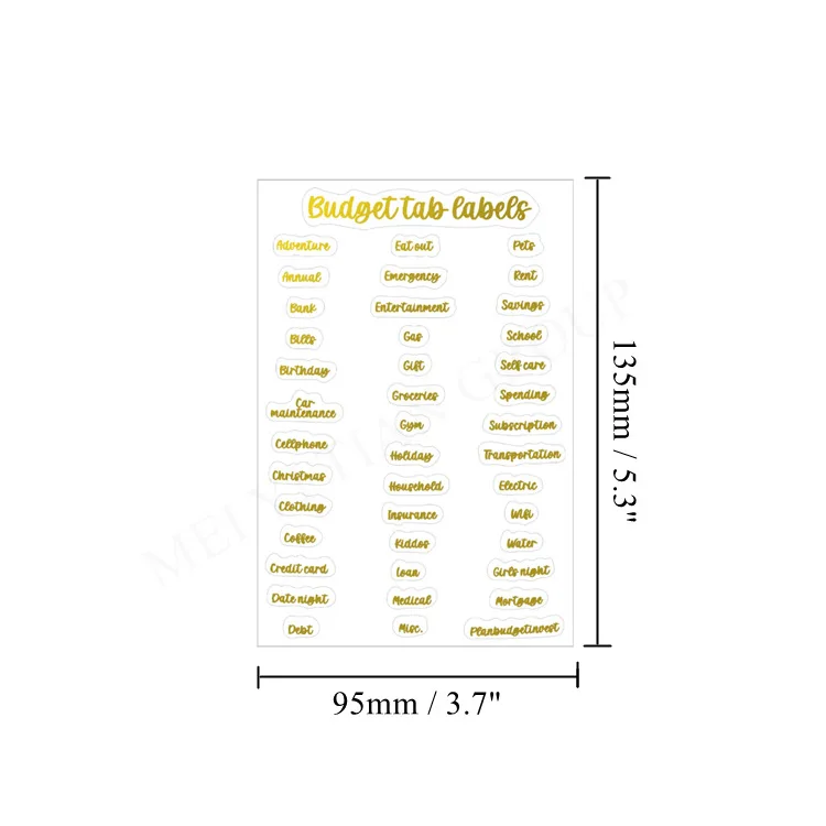 Hot Stamping English Calendar Sticker Budget Month Transparent PET Sticker Index Ear Label Sticker