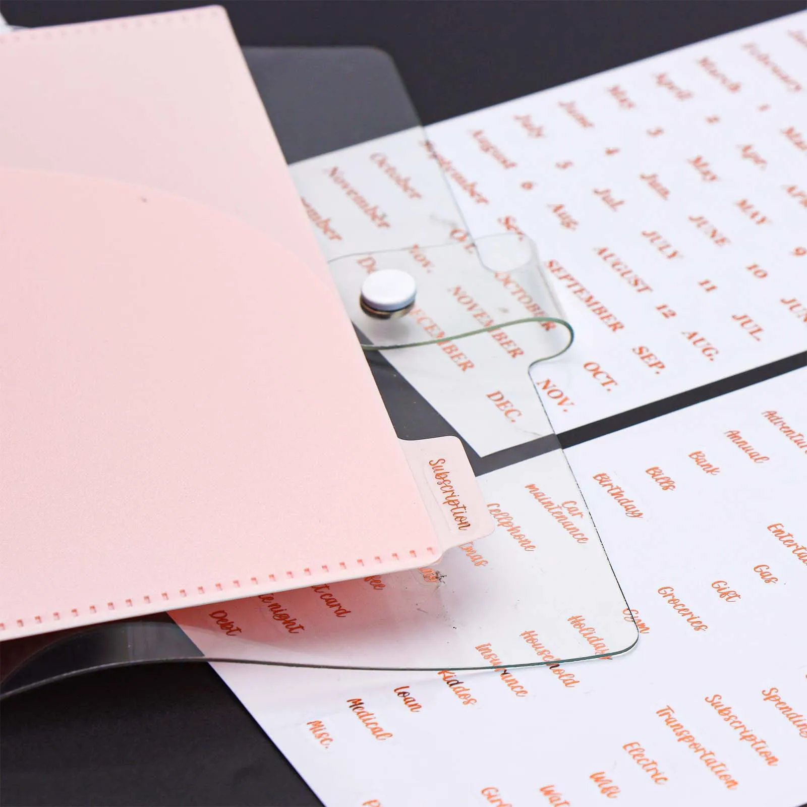 Hot Stamping English Calendar Sticker Budget Month Transparent PET Sticker Index Ear Label Sticker