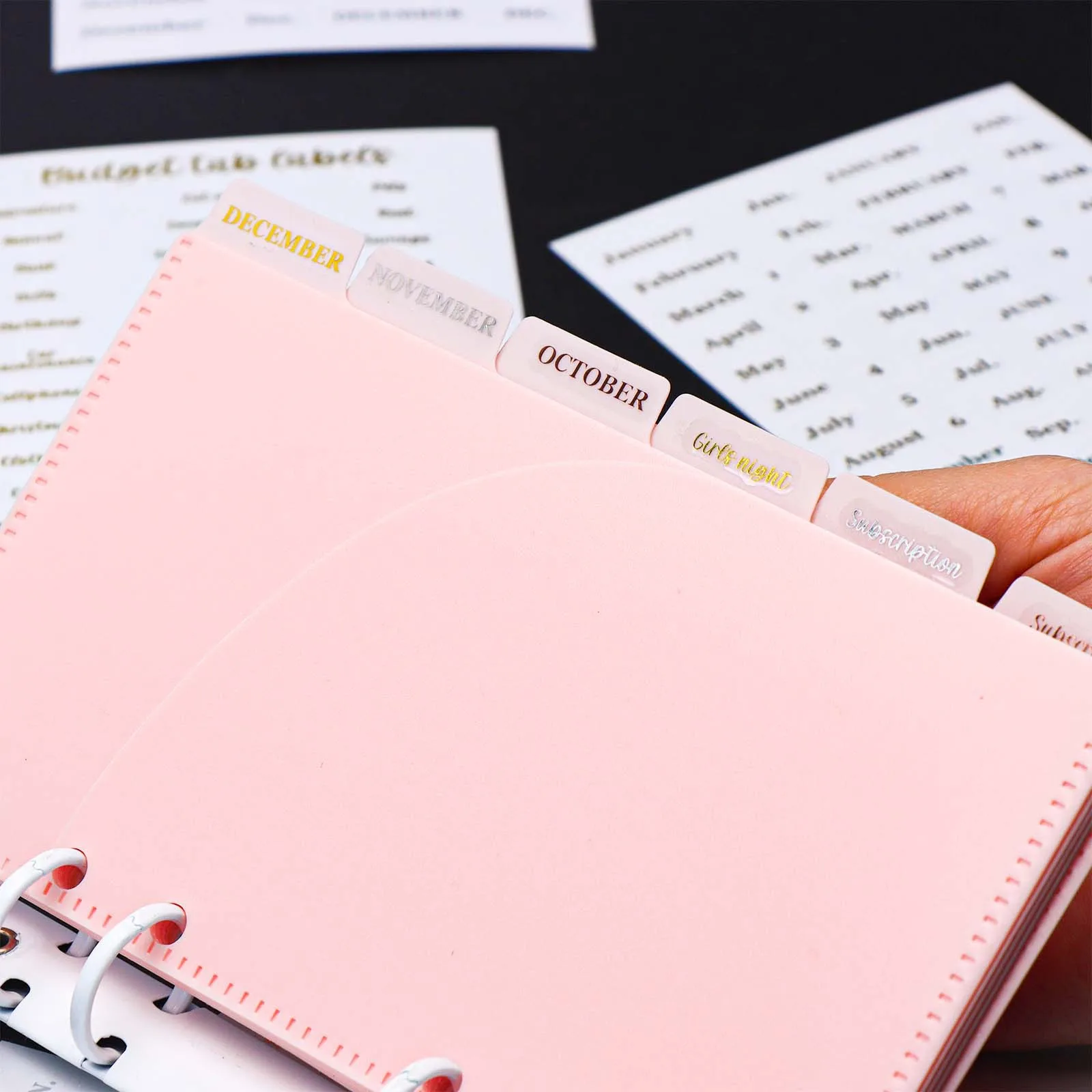 Hot Stamping English Calendar Sticker Budget Month Transparent PET Sticker Index Ear Label Sticker