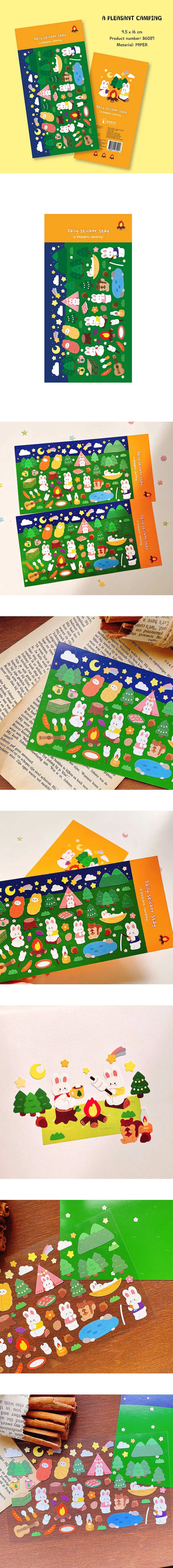 Korean Import Original BONITO Kawaii Rabbit Pleasant Camping Paper Stickers Scrapbooking Diy Journal Stationery Sticker Gift