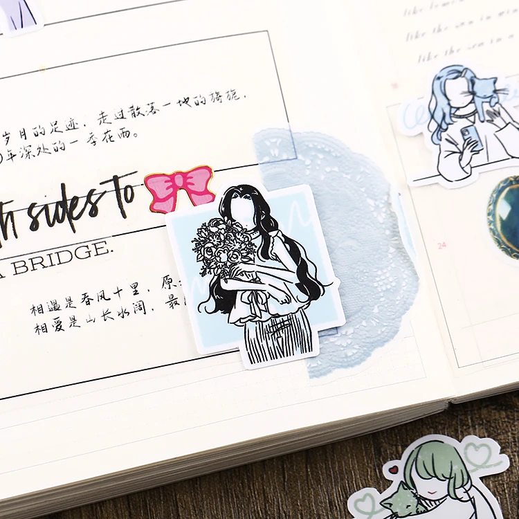 29pcs Cute Ins Style Star Girl Stationery Sticker Journal Decoration, Waterproof And Scrapbooking Cartoon Character For Kids