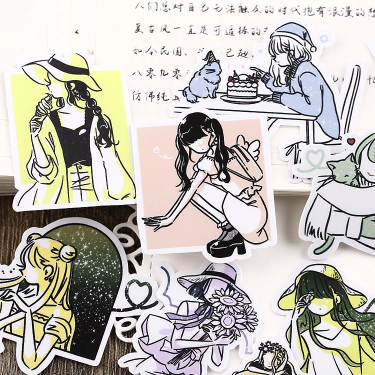 29pcs Cute Ins Style Star Girl Stationery Sticker Journal Decoration, Waterproof And Scrapbooking Cartoon Character For Kids
