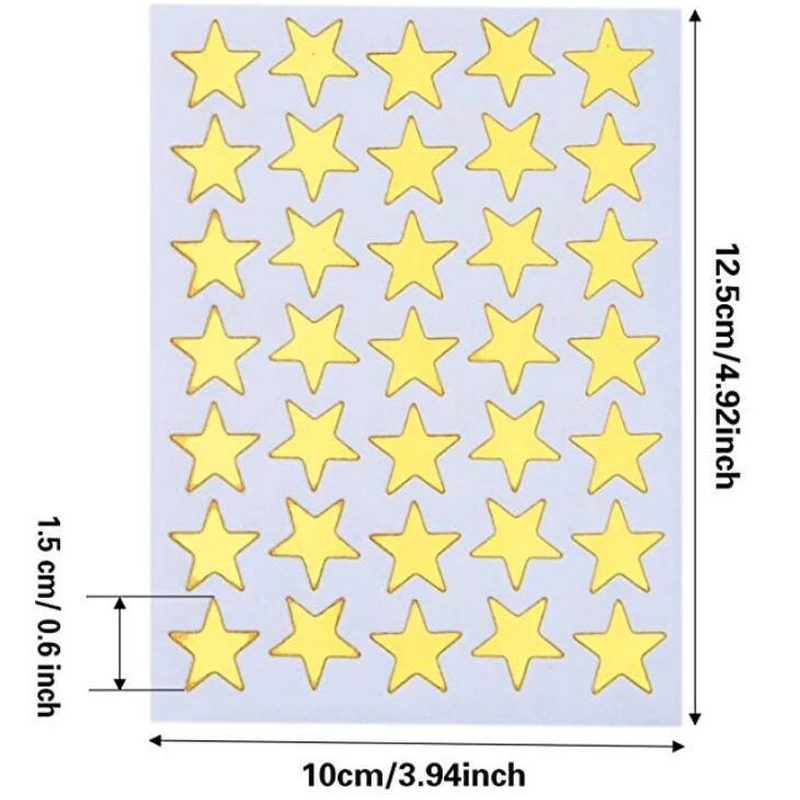 10 Sheets Children Students Reward Stickers Teacher Praise Stationery Stickers Label Award Five-pointed Star Gold Sticker