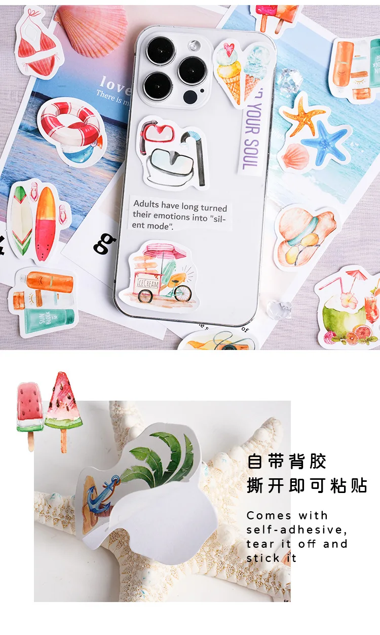 45Pcs Summer Beach Surfing Stickers Set Tropical Outdoor Decal Toys for DIY Craft And Party Favors