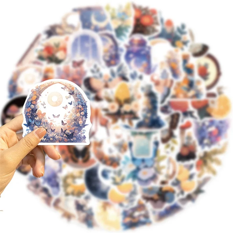 10/30/50PCS Fresh Moon Flower PVC Sticker Aesthetic Color Decoration Scrapbooking Stationery School Supplies