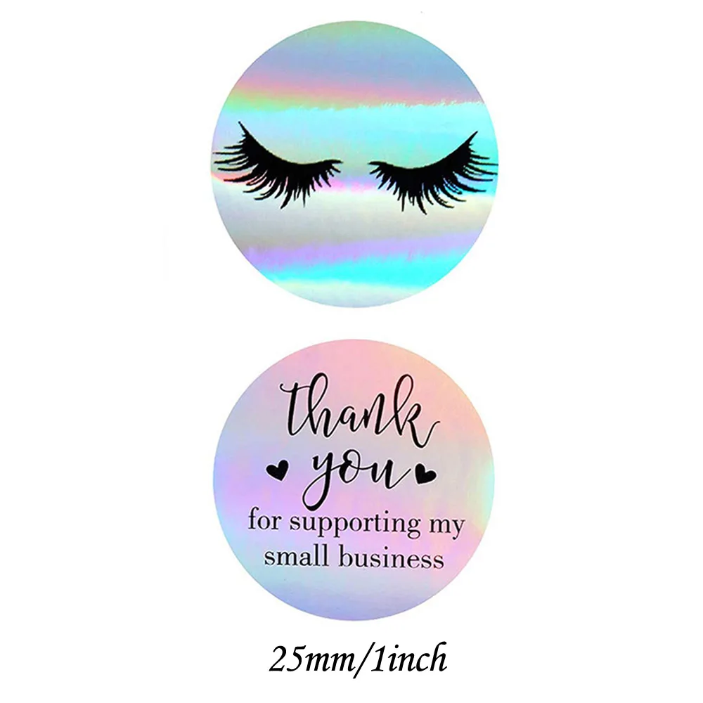 25mm Rainbow Laser Thank You Stickers Small Business Stickers 50-500pcs Adhesive Labels For Business Boutiques Wrapping Supplies