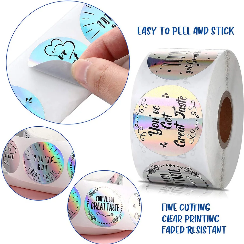 25mm Rainbow Laser Thank You Stickers Small Business Stickers 50-500pcs Adhesive Labels For Business Boutiques Wrapping Supplies