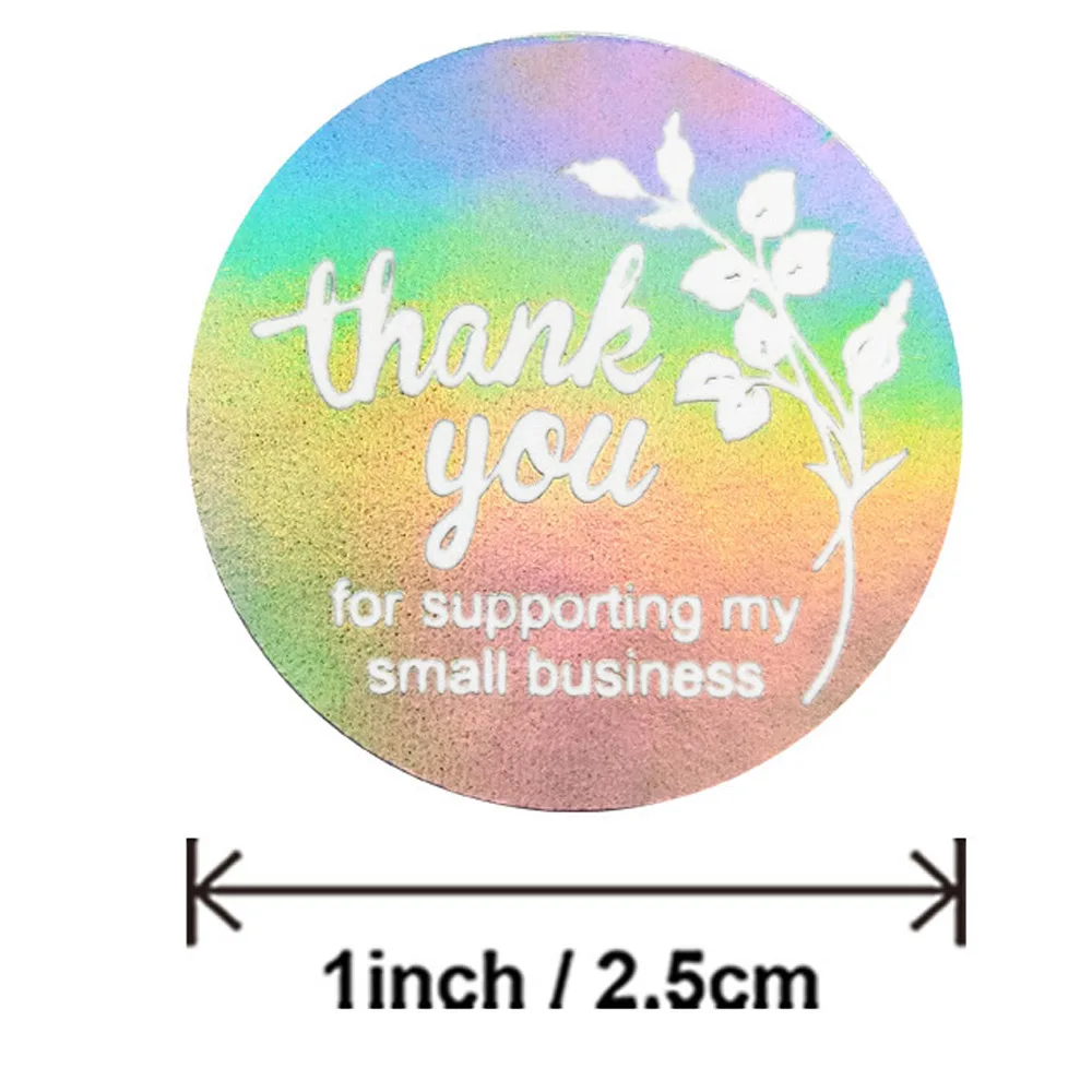 25mm Rainbow Laser Thank You Stickers Small Business Stickers 50-500pcs Adhesive Labels For Business Boutiques Wrapping Supplies