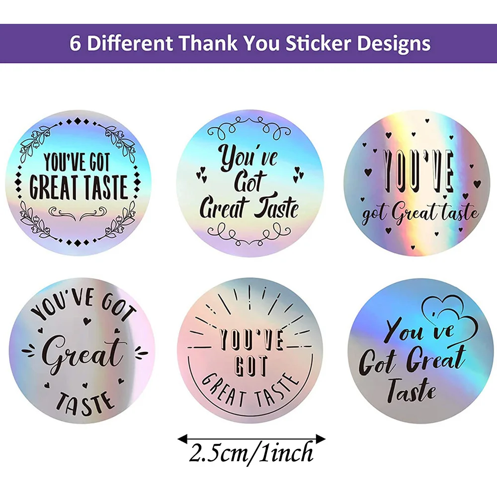 25mm Rainbow Laser Thank You Stickers Small Business Stickers 50-500pcs Adhesive Labels For Business Boutiques Wrapping Supplies