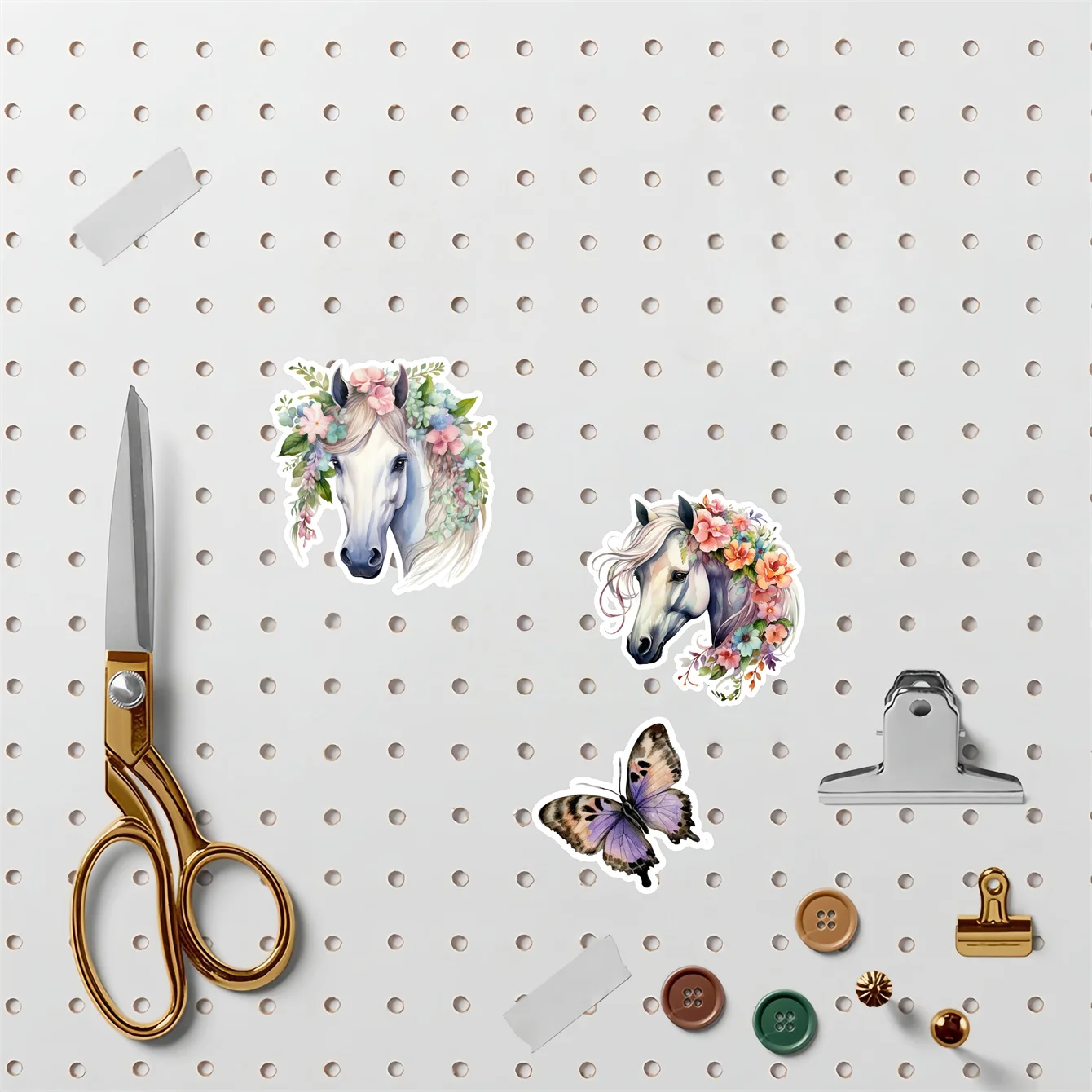 20pcs Watercolor flowers horse Sticker DIY Scrapbooking Album Junk Daily Planner Stationary for clippings, diaries, laptops