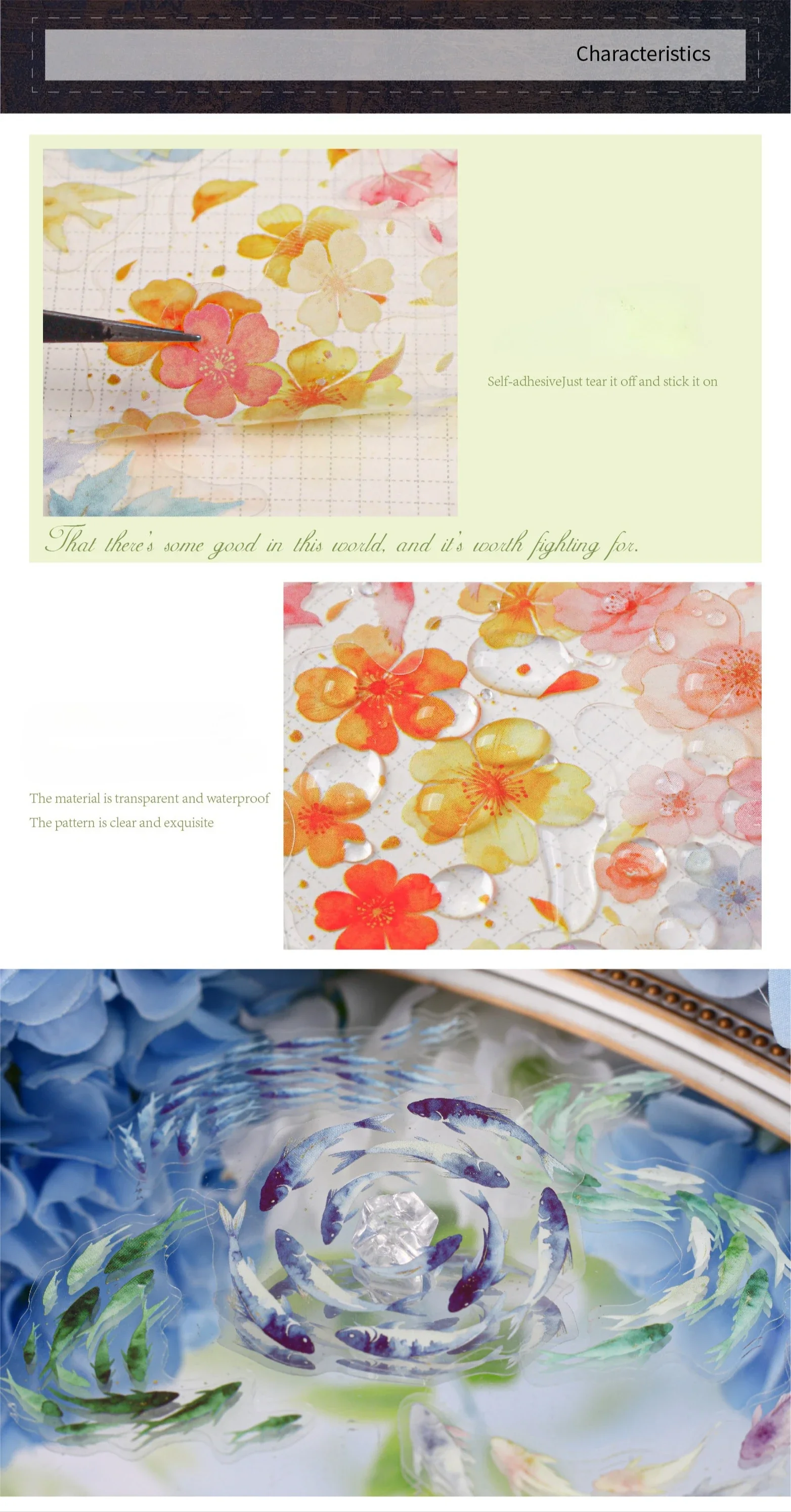 JIANWU Vintage Butterfly Bird Flower Leaves Landscape Material Collage Scrapbooking PET Sticker Creative DIY Journal Stationery