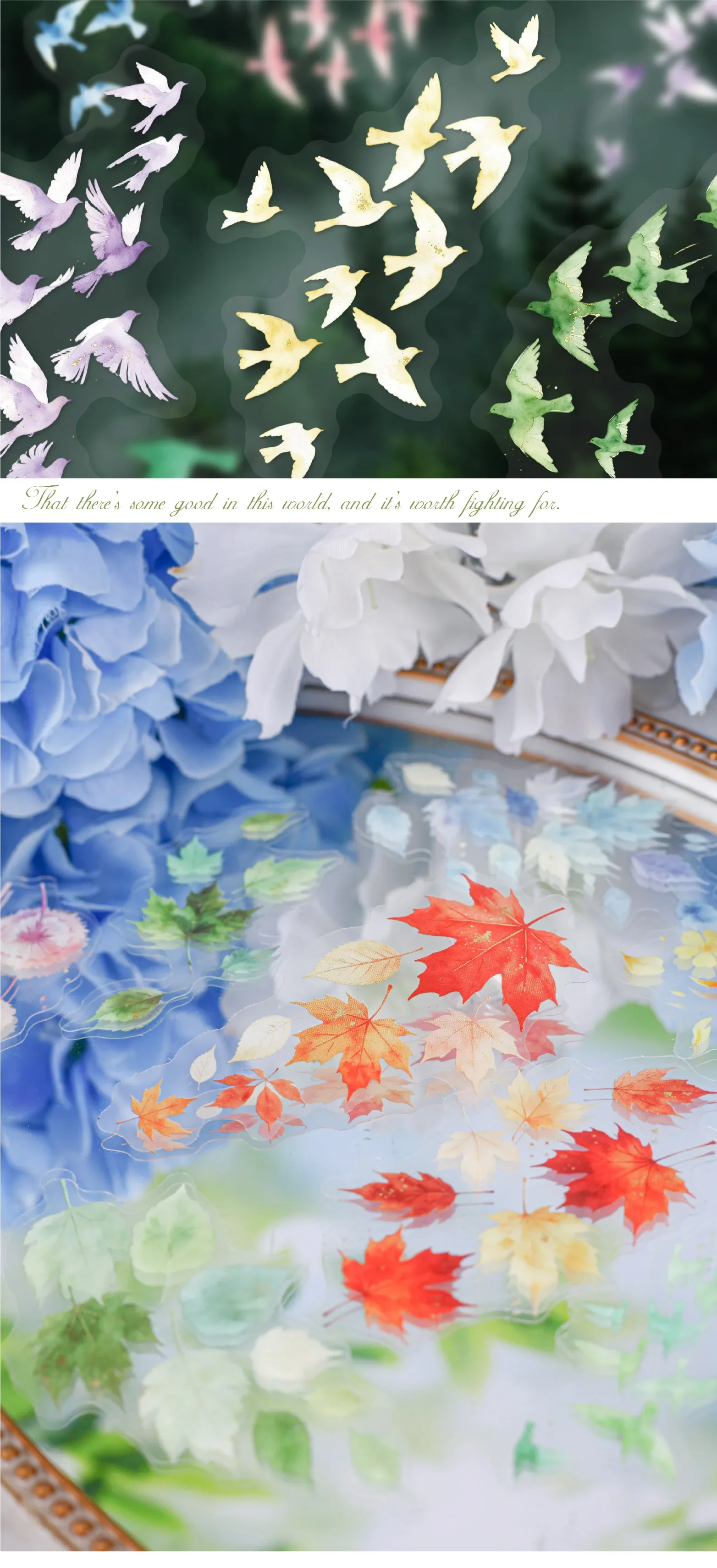 JIANWU Vintage Butterfly Bird Flower Leaves Landscape Material Collage Scrapbooking PET Sticker Creative DIY Journal Stationery