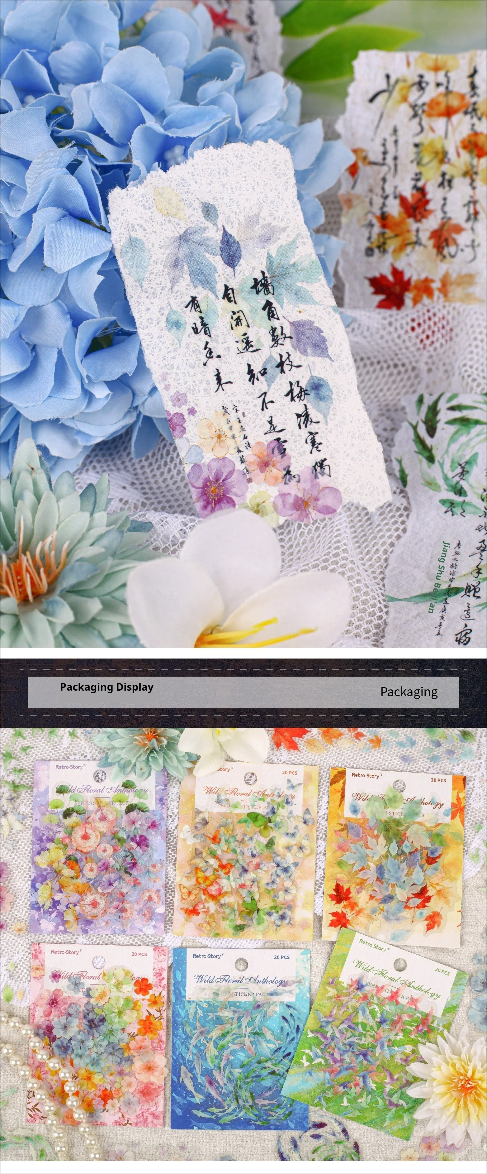 JIANWU Vintage Butterfly Bird Flower Leaves Landscape Material Collage Scrapbooking PET Sticker Creative DIY Journal Stationery