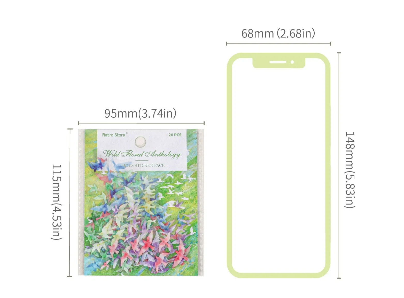 JIANWU Vintage Butterfly Bird Flower Leaves Landscape Material Collage Scrapbooking PET Sticker Creative DIY Journal Stationery