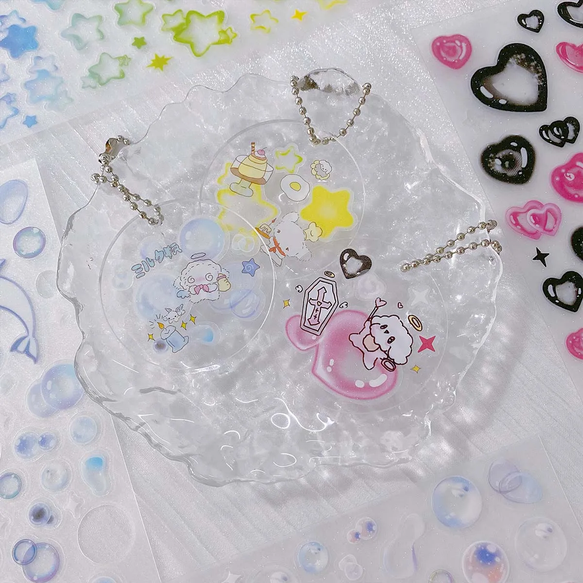 WAKAWAKA Bubble Dreamland Element Sticker Stars Decal Stickers Scrapbooking Stationery Hearts Stickers