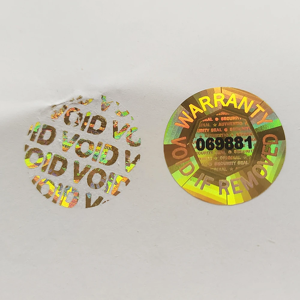 100pcs 15mm Gold Color Hologram Label Sticker Serial Numbers Security Seal Octagon Inside AUTHENTIC GENUINE ORIGINAL Protection